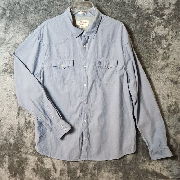 Original Penguin Heritage Slim Men's Button Down Long Size XXL Blue Casual EUC - Picture 1 of 10